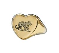 LKBEADS engraved leopard ring in heart shape | 925 sterling silver gold plated | gift jewelry,vintage style signet ring's hypoallergenic handmade jewellery|LK_PDR_01276_9