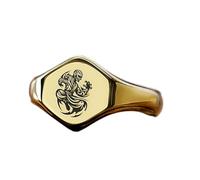 LKBEADS engraved monk ring in hexagon shape | 925 sterling silver gold plated | gift jewelry,vintage style signet ring's hypoallergenic handmade jewellery|LK_PDR_01677_10.5