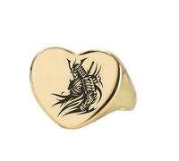 LKBEADS engraved samurai ring in heart shape | 925 sterling silver gold plated | gift jewelry,vintage style signet ring's hypoallergenic handmade jewellery|LK_PDR_01717_7