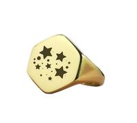 LKBEADS engraved stars ring in hexagon shape | 925 sterling silver gold plated | gift jewelry,vintage style signet ring's hypoallergenic handmade jewellery|LK_PDR_01649_9