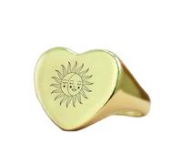 LKBEADS engraved sun ring in heart shape | 925 sterling silver gold plated | gift jewelry,vintage style signet ring's hypoallergenic handmade jewellery|LK_PDR_01613_10