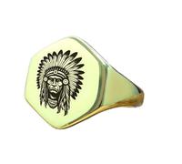 LKBEADS engraved tribal ring in hexagon shape | 925 sterling silver gold plated | gift jewelry,vintage style signet ring's hypoallergenic handmade jewellery|LK_PDR_01402_6.5