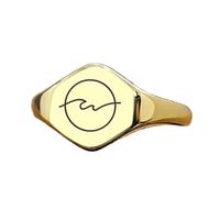 LKBEADS engraved wave ring in hexagon shape | 925 sterling silver gold plated | gift jewelry,vintage style signet ring's hypoallergenic handmade jewellery|LK_PDR_01584_11
