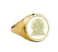 LKBEADS eye of horus signet ring| hammered egyptian jewelry| protection symbol ancient gift for him| spiritual power ring men| 925 sterling silver gold plated |LK_PDR_00155_7.5
