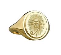 LKBEADS eye of horus signet ring| oval ring engraved with egyptian symbol| ancient protection jewelry| ra amulet| 925 sterling silver gold plated |LK_PDR_00632_6.5