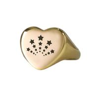 LKBEADS fallen stars ring in heart shape | 925 sterling silver gold plated | gift jewelry,vintage style signet ring's hypoallergenic handmade jewellery|LK_PDR_01647_7.5