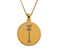 LKBEADS Fasces Engraving Pendant Necklace Round Shape Made In 925 Sterling Silver Gold Plated Charm With 18 "Cable Chain Handmade Jewelry For Men Women |LKD_EGP_00619