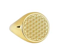 LKBEADS flower of life signet ring| sacred geometry jewelry ancient pattern engraved spiritual talisman thoughtful gift| 925 sterling silver gold plated |LK_PDR_00136_6.5