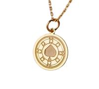 LKBEADS Four Aces Embossed Pendant Necklace Made in 925 Sterling Silver With Gold Plating 18" Cable Chain Round Shape Charm For Unisex Handmade Jewelry |LK_EMBO_00677