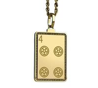 LKBEADS Four Of Dots Engraving Pendant Necklace Made In 925 Sterling Silver Gold Plated Charm With 18 "Cable Chain Handmade Jewelry For Men Women |LKD_EGP_00396