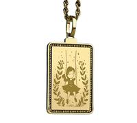 LKBEADS Girl On A Swing Engraving Pendant Necklace Made In 925 Sterling Silver Gold Plated Charm With 18 "Cable Chain Handmade Jewelry For Men Women |LKD_EGP_00383