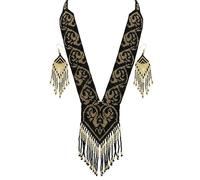 LKBEADS Golden Midnight Snowflake Ukrainian Gerdan Necklace With Earring Set Seed Beads Traditional Jewellery Multi Color Handmade Strand Beaded Jewelry |LK_UKRN_0777