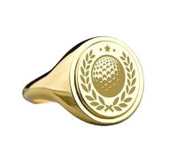LKBEADS golf ball signet ring| oval symbol golfer gift idea| custom sports jewelry| engraved ring| 925 sterling silver gold plated |LK_PDR_00649_5.5