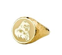 LKBEADS gorilla signet ring| hammered animal jewelry| primate ring for him| strength symbol gift| wildlife protection men| 925 sterling silver gold plated |LK_PDR_00195_6