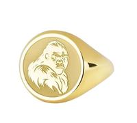 LKBEADS gorilla signet ring| silverback harambe jewelry| african jungle ape king kong monkey ring| 925 sterling silver gold plated |LK_PDR_00111_7