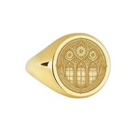 LKBEADS gothic windows signet ring| dark architecture talisman stained glass engraved pointed arches art history jewelry| 925 sterling silver gold plated |LK_PDR_00051_11.5
