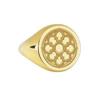 LKBEADS gothic windows signet ring| medieval architecture jewelry historic pattern engraved rose window cathedral| 925 sterling silver gold plated |LK_PDR_00052_7.5