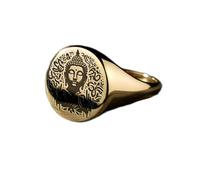 LKBEADS graffiti buddha ring in round shape | 925 sterling silver gold plated | gift jewelry,vintage style signet ring's hypoallergenic handmade jewellery|LK_PDR_01340_8