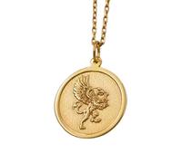 LKBEADS Griffin Embossed Pendant Necklace Made in 925 Sterling Silver With Gold Plating 18" Cable Chain Round Shape Charm For Unisex Handmade Jewelry |LK_EMBO_00225