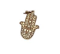LKBEADS Hamsa Hand Embossed Pendant Necklace Made in 925 Sterling Silver With Gold Plating 18" Cable Chain Fancy Shape Charm For Unisex Handmade Jewelry |LK_EMBO_00585