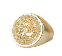 LKBEADS hand engraved diana goddess signet ring moon & nature| 925 sterling silver gold plated |LK_PDR_00704_12.5
