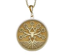 LKBEADS Hanged Man Embossed Pendant Necklace Made in 925 Sterling Silver With Gold Plating 18" Cable Chain Round Shape Charm For Unisex Handmade Jewelry |LK_EMBO_00279