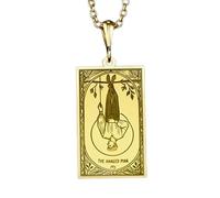 LKBEADS Hanged Man Engraving Pendant Necklace Made In 925 Sterling Silver Gold Plated Charm With 18 "Cable Chain Handmade Jewelry For Men Women |LKD_EGP_00083