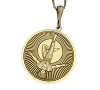 LKBEADS Hanged Man Engraving Pendant Necklace Round Shape Made In 925 Sterling Silver Gold Plated Charm With 18 "Cable Chain Handmade Jewelry For Men Women |LKD_EGP_00084
