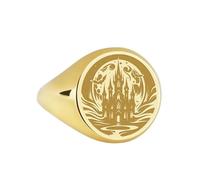LKBEADS haunted house signet ring| spooky building jewelry mansion engraved halloween talisman horror| 925 sterling silver gold plated |LK_PDR_00048_10