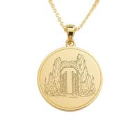 LKBEADS Heaven's Gate Engraving Pendant Necklace Made In 925 Sterling Silver Gold Plated Charm With 18 "Cable Chain Handmade Jewelry For Men Women |LKD_EGP_00913