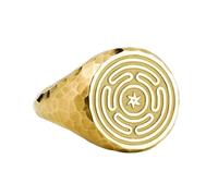 LKBEADS hecate’s wheel signet ring| hammered wiccan jewelry| triple goddess symbol| pagan gift for her| spiritual protection men ring| 925 sterling silver gold plated |LK_PDR_00248_11.5