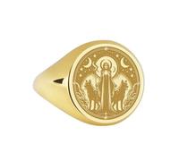 LKBEADS hecate signet ring| ancient goddess jewelry triple moon engraved greek mythology talisman culture| 925 sterling silver gold plated |LK_PDR_00047_11.5