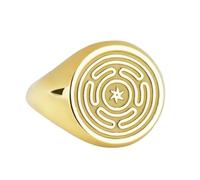 LKBEADS hecate wheel signet ring| hekate symbol the strophalos jewelry| lynx pagan greek goddess ring| 925 sterling silver gold plated |LK_PDR_00152_6