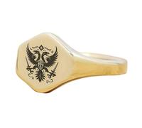 LKBEADS heraldic eagle sign ring in hexagon shape | 925 sterling silver gold plated | gift jewelry,vintage style signet ring's hypoallergenic jewellery|LK_PDR_00913_5.5