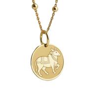 LKBEADS Hindu Amulet Nandi Engraved Coin Pendant Necklace 24mm with 18 Inch Cable Chain | Sterling Silver Gold Plated | Unisex Gift Jewelry|LK_PNDN_0763