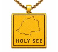 LKBEADS Holy See Map 24x26mm Pendant Necklace For Men Women 925 Sterling Silver Square Engraved Outline Charm With 18" Cable Chain Travel Jewelry |LKN_MAP_00745