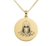 LKBEADS Hooded Assassin Engraving Pendant Necklace Made In 925 Sterling Silver Gold Plated Charm With 18 "Cable Chain Handmade Jewelry For Men Women |LKD_EGP_00950