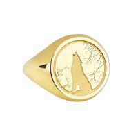LKBEADS howling wolf signet ring| grey forest animal jewelry| ring for men and women| crying| 925 sterling silver gold plated |LK_PDR_00247_10