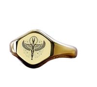 LKBEADS isis goddess symbol ring in hexagon shape | 925 sterling silver gold plated | gift jewelry,vintage style signet ring's hypoallergenic jewellery|LK_PDR_01693_6.5
