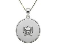 LKBEADS Islamic Knowledge Symbol Embossed Pendant Necklace Made in 925 Sterling Silver With Silver Plating 18" Cable Chain Round Shape Charm Jewelry |LK_EMBO_00836