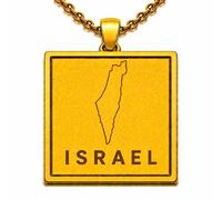 LKBEADS Israel Map 24x26mm Pendant Necklace For Men Women 925 Sterling Silver Square Engraved Outline Charm With 18" Cable Chain Minimalist Travel Jewelry |LKN_MAP_00754