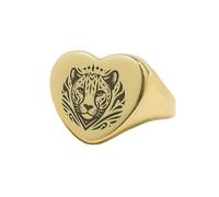 LKBEADS jaguar ring in heart shape | 925 sterling silver gold plated | gift jewelry,vintage style signet ring's hypoallergenic handmade jewellery|LK_PDR_01274_7.5