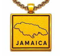 LKBEADS Jamaica Map 24x26mm Pendant Necklace For Men Women 925 Sterling Silver Square Engraved Outline Charm With 18" Cable Chain Minimalist Travel Jewelry |LKN_MAP_00756