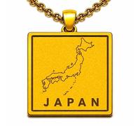 LKBEADS Japan Map 24x26mm Pendant Necklace For Men Women 925 Sterling Silver Square Engraved Outline Charm With 18" Cable Chain Minimalist Travel Jewelry |LKN_MAP_00757