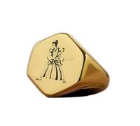 LKBEADS japanese samurai ring in hexagon shape | 925 sterling silver gold plated | gift jewelry,vintage style signet ring's hypoallergenic jewellery|LK_PDR_01438_7