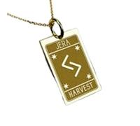 LKBEADS Jera Harvest Rune Engraving Pendant Necklace Made In 925 Sterling Silver Gold Plated Charm With 18 "Cable Chain Handmade Jewelry For Men Women |LKD_EGP_00116