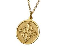 LKBEADS Jerusalem Cross Embossed Pendant Necklace Made in 925 Sterling Silver With Gold Plating 18" Cable Chain Round Shape Charm For Unisex Handmade Jewelry |LK_EMBO_00456