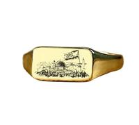 LKBEADS jerusalem ring in rectangle shape | 925 sterling silver gold plated | gift jewelry,vintage style signet ring's hypoallergenic handmade jewellery|LK_PDR_00853_10.5