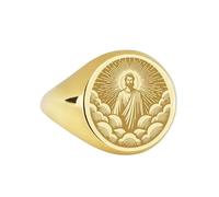 LKBEADS jesus christ signet ring| custom faith symbol jewelry prayer engraved messiah talisman dainty holy savior| 925 sterling silver gold plated |LK_PDR_00045_6