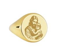 LKBEADS jesus christ signet ring| custom spiritual talisman son of god engraved catholic dainty christian jewelry| 925 sterling silver gold plated |LK_PDR_00044_6.5
